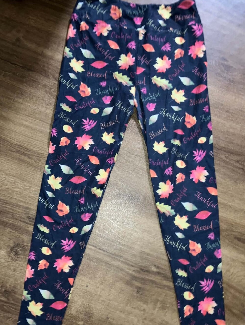 Thanksgiving Themed Leggings with Autumn Leaf Print
